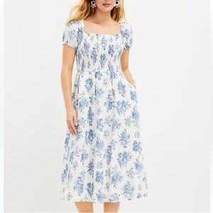 Floral Blue and White Dress